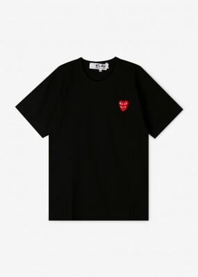 꼼데가르송 남성 더블하트 와펜 블랙 반팔티 AZ T288 051 1