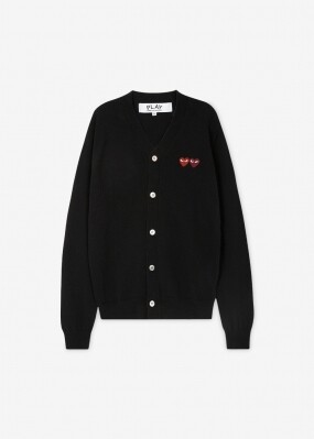 꼼데가르송 공용 더블 하트 와펜 블랙 가디건 AX N058 051 1