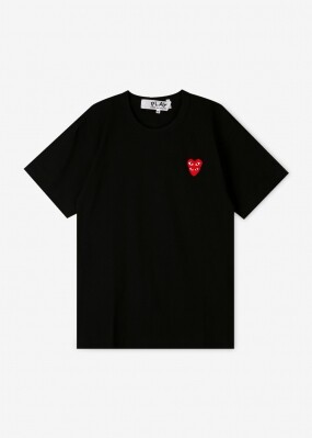 꼼데가르송 남성 더블하트 와펜 블랙 반팔티 AZ T288 051 1