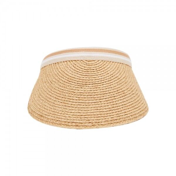 꼬르소밀라노,헬렌카민스키 여성 비앙카 네추럴/누가 스트라이프 바이저햇 HAT50265 Natural Nougat Stripe