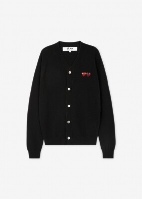 꼼데가르송 남성 더블 하트 와펜 블랙 가디건 AZ N058 051 1