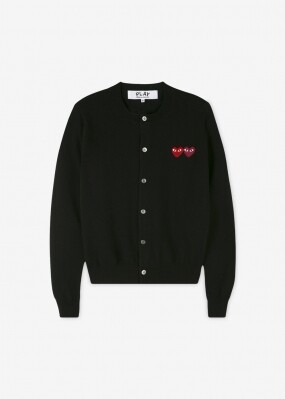 꼼데가르송 공용 더블 하트 와펜 블랙 가디건 AX N057 051 1